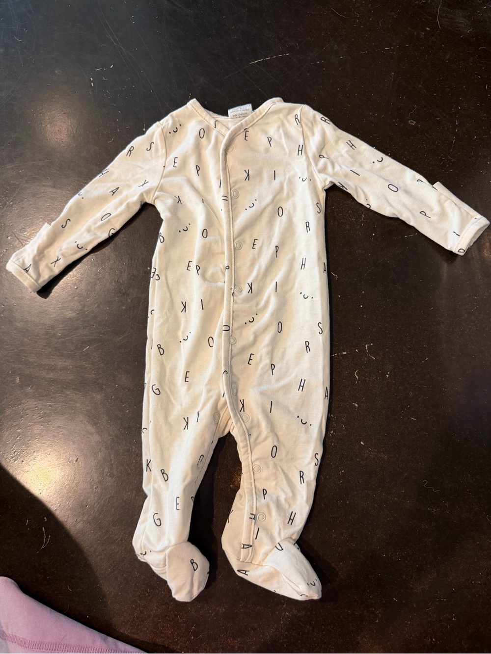 Starting Out Cream Footed One-Piece with Alphabet Print
